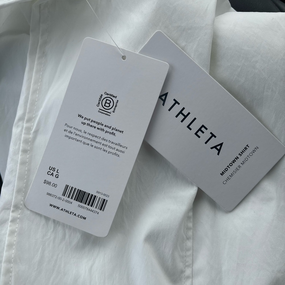 NWT WHITE ATHLETA MIDTOWN SHIRT